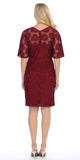 Burgundy Short Wedding Guest Dress with Flutter Sleeves