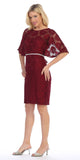 Burgundy Short Wedding Guest Dress with Flutter Sleeves