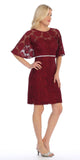 Burgundy Short Wedding Guest Dress with Flutter Sleeves