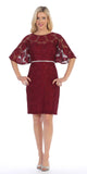 Burgundy Short Wedding Guest Dress with Flutter Sleeves