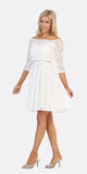 Celavie 6343 Off-the-Shoulder Short Lace Homecoming Dress Off White