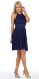Celavie 6398 Halter Short A-Line Cocktail Dress Navy Blue