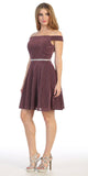 Mauve Off-Shoulder Homecoming Short Dress