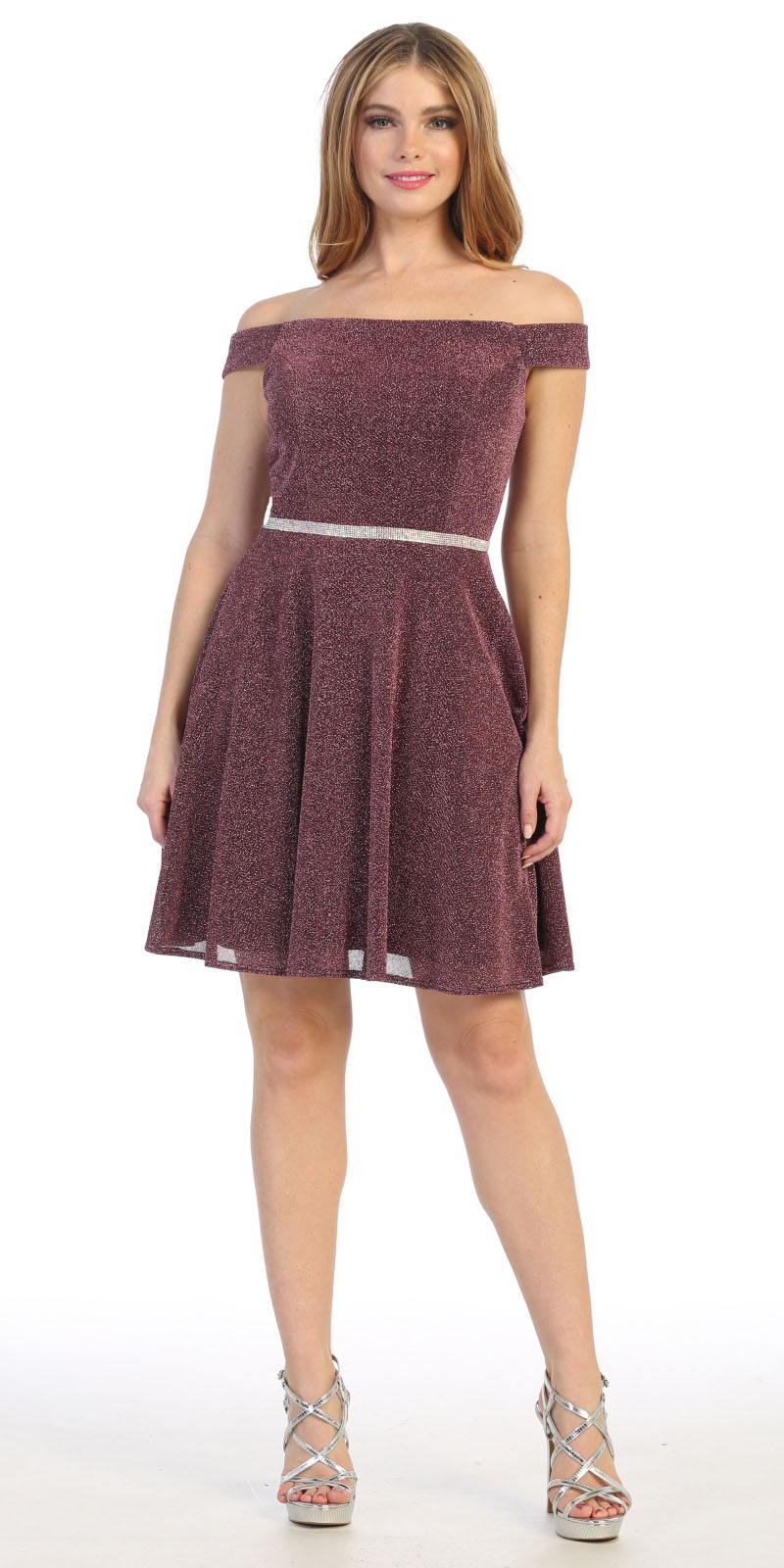 Mauve Off-Shoulder Homecoming Short Dress