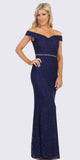 Navy Blue Off-Shoulder Mermaid Long Formal Dress
