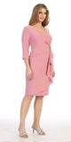 Celavie 6412 Quarter Sleeved Short Formal Dress with Brooch Mauve