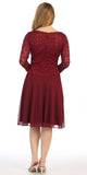 Burgundy Short Wedding Guest Dress with Quarter Sleeves