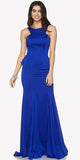 Royal Fit and Flare Evening Gown Cut Out Back with Ruffles