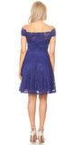 Royal Blue Off-Shoulder Wedding-Guest Short Dress