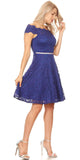 Royal Blue Off-Shoulder Wedding-Guest Short Dress