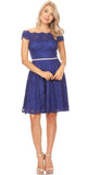 Royal Blue Off-Shoulder Wedding-Guest Short Dress