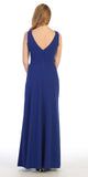Sleeveless V-Neck and Back Long Formal Dress Royal Blue