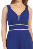 Sleeveless V-Neck and Back Long Formal Dress Royal Blue