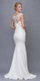 Lace Cap Sleeved Mermaid Wedding Gown White