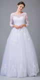 Eureka Fashion 6515 White Lace Wedding Ball Gown Long Sleeves Cut-Out Back