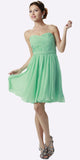 Strapless Chiffon Short Mint Bridesmaid Dress Knee Length