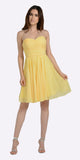 Strapless Chiffon Short Yellow Bridesmaid Dress Knee Length