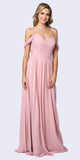 Juliet 676 Floor Length Dusty Rose Cold-Shoulder Semi Formal A-line Dress