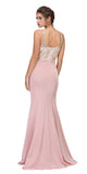 Blush Mermaid Long Prom Dress Illusion Beaded Top