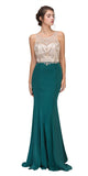 Hunter Green Mermaid Long Prom Dress Illusion Beaded Top