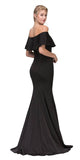 Black Off Shoulder Ruffled Bodice Mermaid Floor Length Prom Gown
