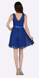 Poly USA 7290 Modest Royal Blue Semi Formal Chiffon Dress Knee Length A Line Back View