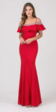 Eureka Fashion 7333 Embellished Cold-Shoulder Long Prom Dress Red