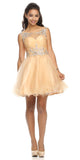 Cap Sleeve Baby Doll Dress Gold Short A Line Poofy Tulle Back