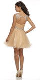 Cap Sleeve Baby Doll Dress Gold Short A Line Poofy Tulle Back