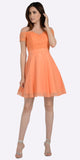 Poly USA 7518 Salmon Illusion Lace Bodice Short Sleeves Homecoming Party Dress