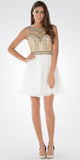 Sweetheart Illusion Beaded Top Tulle Skirt White Sweet Sixteen Dress