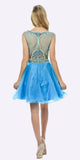 Poly USA 7542 Sleeveless Sweet Sixteen Dress Embellished Bodice Tulle Skirt Blue