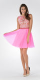 Sleeveless Sweet Sixteen Dress Embellished Bodice Tulle Skirt Hot Pink