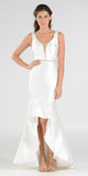 High and Low Mermaid Prom Gown V-Shape Back Embellished Waist Ivory