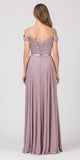 Eureka Fashion 7611 Cold-Shoulder Long Formal Dress Mocha