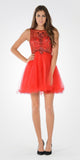 Sleeveless Tulle Skirt Embellished Bodice Damas Dress Short Red