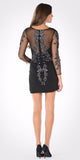 Black/Silver Sheer Embellished Sleeves Short Illusion Party Dress