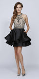 Juliet 777 Two-Piece Short Prom Dress Halter Embellished Bodice Black