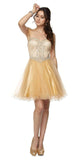 Juliet 778 Gold Sweetheart Neckline Corset Back Homecoming Dress