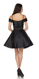 Black Cold Shoulder Two-Piece Embellished Homecoming Short Dress