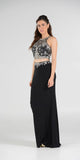 Two-Piece Black Prom Gown with Embellished Crop Top and ITY Skirt