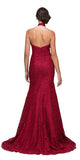 Burgundy Mermaid Floor Length Prom Dress Halter