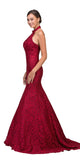 Burgundy Mermaid Floor Length Prom Dress Halter