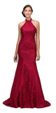 Burgundy Mermaid Floor Length Prom Dress Halter