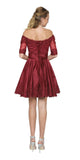 Burgundy Homecoming Short Dress Off-Shoulder with Appliques