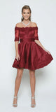 Burgundy Homecoming Short Dress Off-Shoulder with Appliques