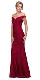 Burgundy Mermaid Style Long Formal Dress Off Shoulder