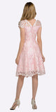 A-line Short Sleeves Appliqued Knee Length Cocktail Dress Blush