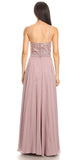 Mocha Halter A-line Long Formal Dress Lace Appliqued Bodice