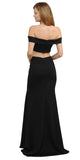 Black Two-Piece Long Prom Dress Off-Shoulder with Slit
